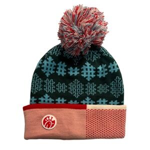 Chick-fil-A Originals Waffle Snowflake Knit Pom Beanie Hat Teal Pink Red